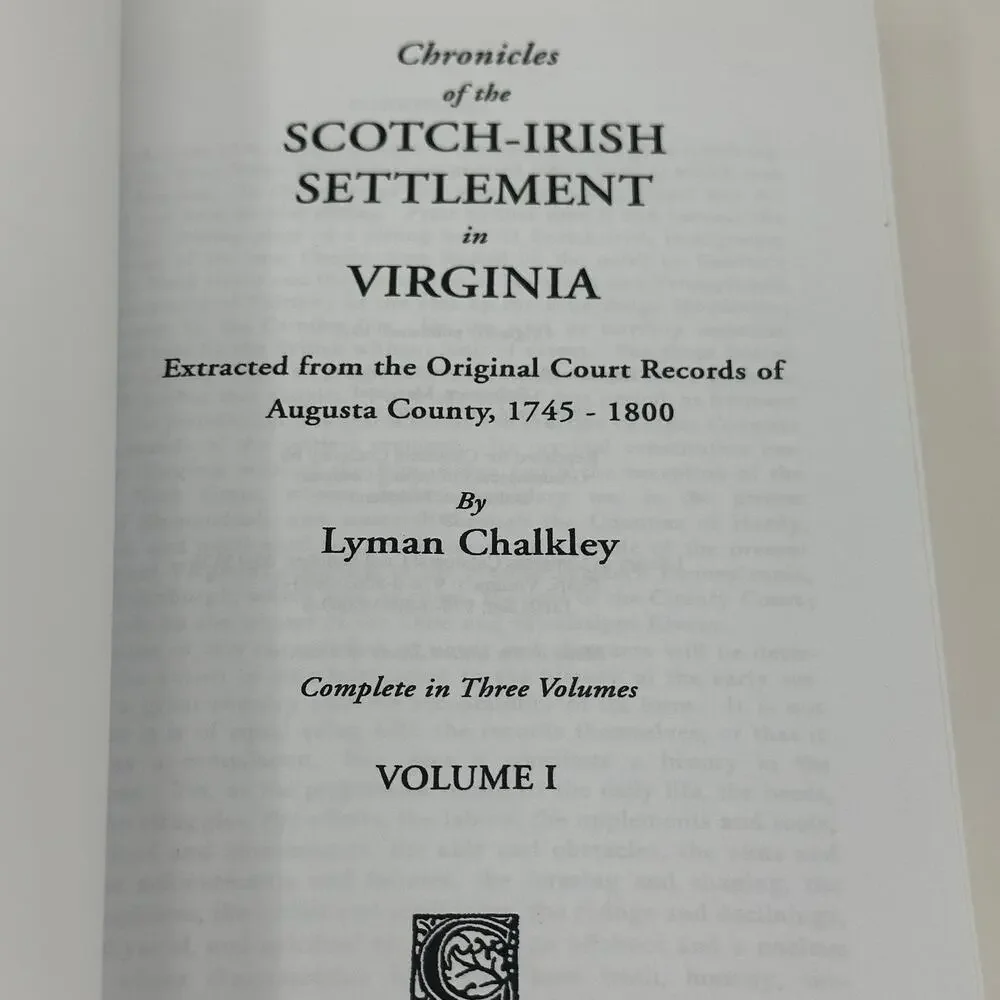 Chronicles of the Scotch-Irish Settlement in Virginia Vol. 1